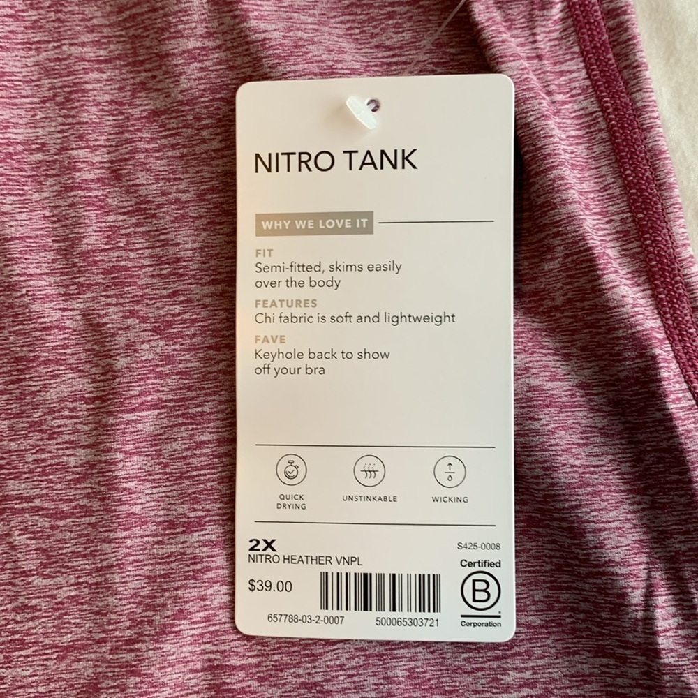 New! Athleta Nitro Tank Heather Berry 2X Keyhole Back 657788 Workout CrossFit - Picture 5 of 8